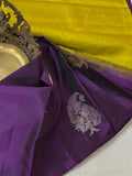 VIJAYATHA , YELLOW AND PURPLE SHADE  SOFT SILK KANJEEVARAM SAREE FOR WOMEN -PRIY001YP