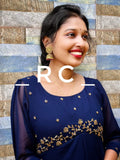 HEAVY GEORGETTE TOP  WITH  HEAVY HAND WORK ON NECK AND SLEEVES WORK/PUFF SLEEVE/ LINING ATTACHED/ UMBRELLA-SAHE001GB