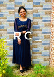 HEAVY GEORGETTE TOP  WITH  HEAVY HAND WORK ON NECK AND SLEEVES WORK/PUFF SLEEVE/ LINING ATTACHED/ UMBRELLA-SAHE001GB