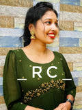 HEAVY GEORGETTE TOP  WITH  HEAVY HAND WORK ON NECK AND SLEEVHEAVY GEORGETTE TOP  WITH  HEAVY HAND WORK ON NECK AND SLEEVES WORK/PUFF SLEEVE/ LINING ATTACHED/ UMBRELLA-SAHE001G ES WORK/PUFF SLEEVE/ LINING ATTACHED/ UMBRELLA-SAHE001G