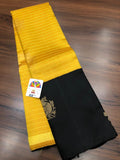 ASHWATHY , KANJIPURAM SILK SAREE FOR WOMEN IN YELLOW AND BLACK COMBINATION-PDS001YB