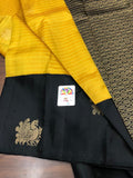 ASHWATHY , KANJIPURAM SILK SAREE FOR WOMEN IN YELLOW AND BLACK COMBINATION-PDS001YB