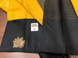ASHWATHY , KANJIPURAM SILK SAREE FOR WOMEN IN YELLOW AND BLACK COMBINATION-PDS001YB