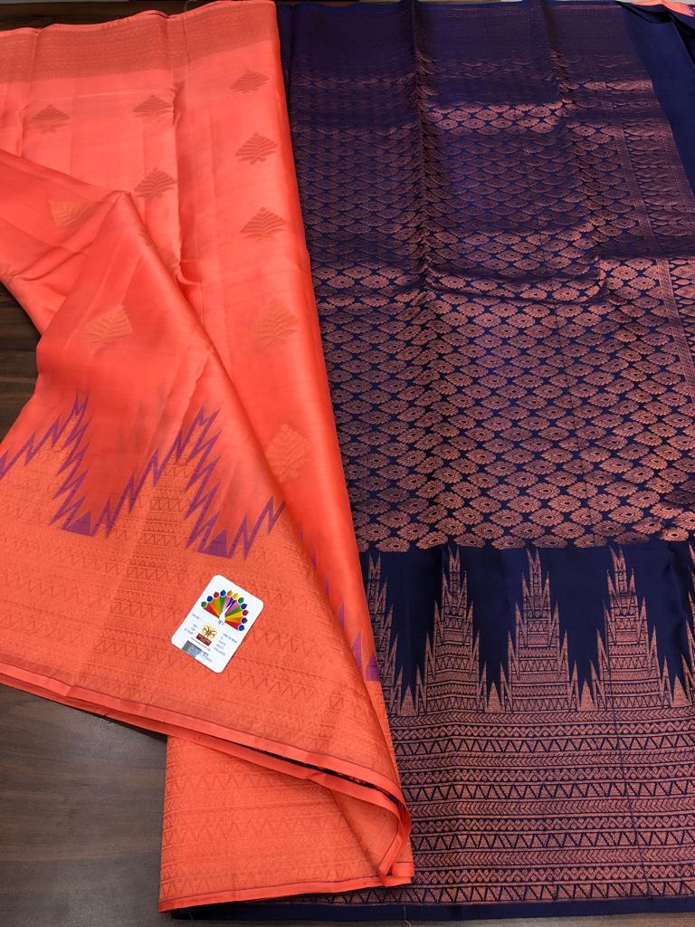 KEERTISWARI , PURE KANCHEEPURAM BRIDAL SPECIAL KANAKAMBARAM COLOR SILK – www.soosi.co.in