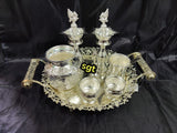 MAYALAKSHMI , ELEGANT SILVER PUJA THALI SET FOR FESTIVAL -SILVA001PS