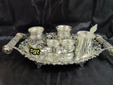 DHANYA LAKSHMI , ELEGANT GERMAN SILVER PUJA THALI SET FOR FESTIVAL -SILVA001DL
