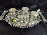 DHANYA LAKSHMI , ELEGANT GERMAN SILVER PUJA THALI SET FOR FESTIVAL -SILVA001DL