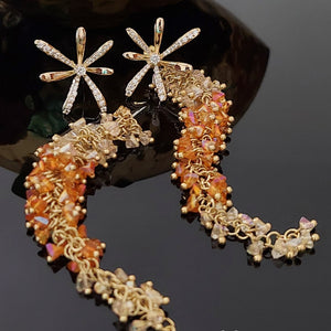 Orange Kiara, elegant crystal 2 way wearable earrings for women -MOE001CEKO