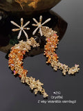 Orange Kiara, elegant crystal 2 way wearable earrings for women -MOE001CEKO