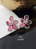 Pink Daisy , elegant crystal flower design  earrings for women -MOE001CEFP