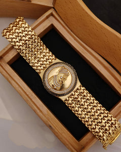 Ikshit  , Elegant Gold Finish Bracelet for Men -KRISH001BMG