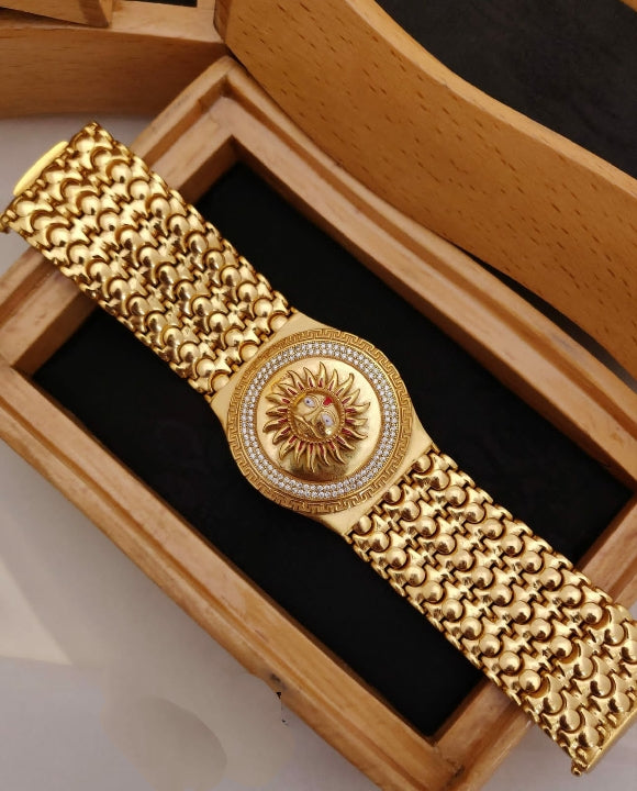 Ishaan , Elegant Gold Finish Bracelet for Men -KRISH001BMH