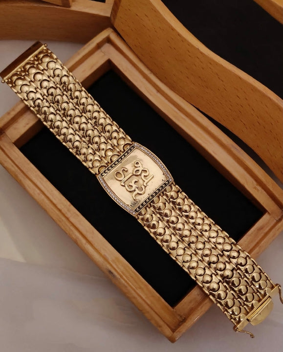 Classic Gold Braided Genuine Leather Stainless Steel Wrist Band Bracelet  Men Boy