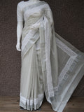 Kerala Cotton Tissue Saree with Tepchi Kota Border Patch Work and Tepchi Kota Blouse Piece-KIA001TSST