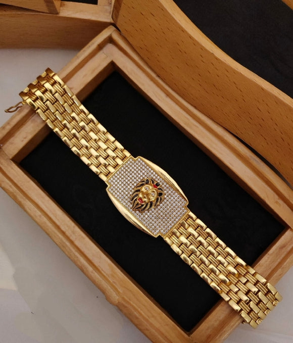 Ishir  , Elegant Gold Finish Bracelet for Men -KRISH001BMF