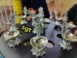 Dashavatar ,Antique German silver washable Dasavthar Carving Diya Combo-SILVI001DD