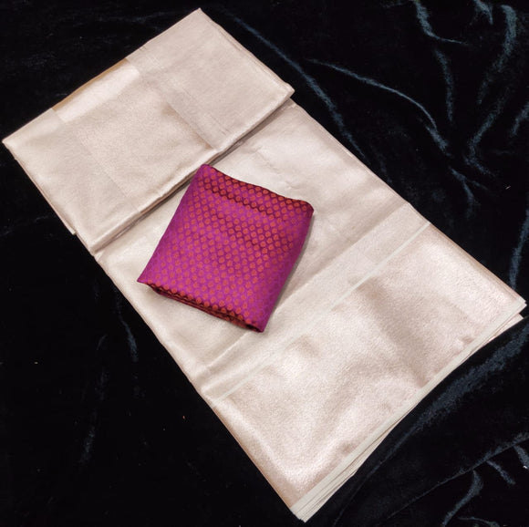 5×5 Pink Copper Wedding Tissue Saree With Copper Gulmohar Blouse-SAHEL001TSA