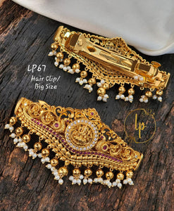 Mahalakshmi , elegant gold finish hair clip for women -LR001HCB