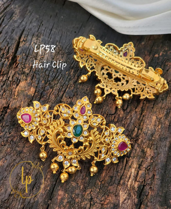 Prabhavati, elegant gold finish hair clip for women -LR001HCC