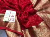 Pure Georgette Silk Saree with Beautiful Chikankari work all over  with rich Gold Zari Pallu and Border with blouse-PRY001R
