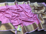 Pure Georgette Silk Saree with Beautiful Chikankari work all over  with rich Gold Zari Pallu and Border with blouse-PRY001L