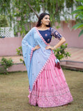 Navratry special Pink and Blue Lehenga Choli for women -MOE001LC