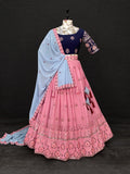 Navratry special Pink and Blue Lehenga Choli for women -MOE001LC