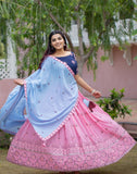 Navratry special Pink and Blue Lehenga Choli for women -MOE001LC