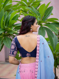 Navratry special Pink and Blue Lehenga Choli for women -MOE001LC