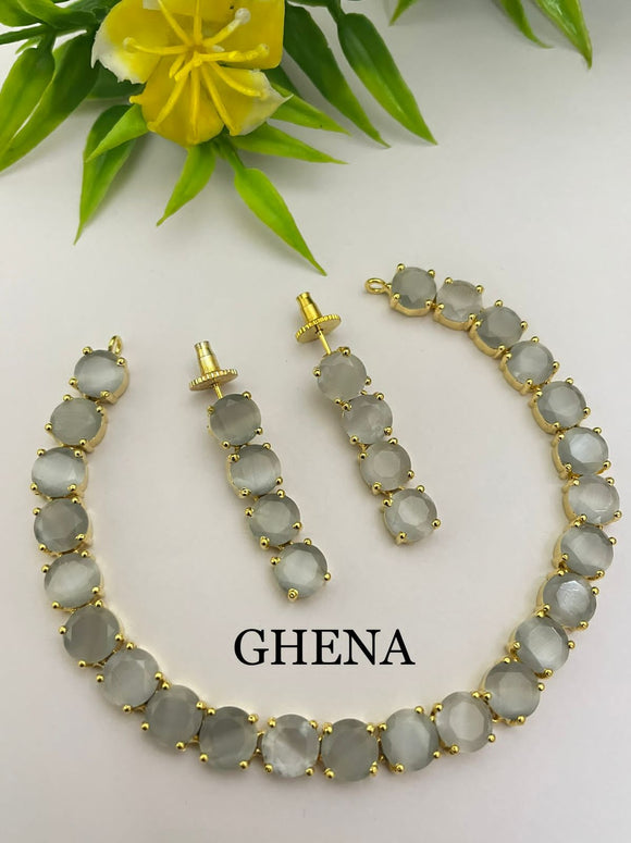 Peach Gloria , elegant stones necklace set for women -JAI001NSP