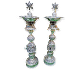 Shwetha , Pair of 2 antique German silver washable Astalakshmi Design special design Deepams-SILVI001SCLA