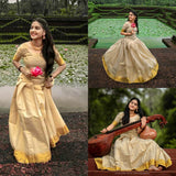 Handloom Tissue Anaswara temple Pattu Pavada -SAHE001AP