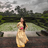 Handloom Tissue Anaswara temple Pattu Pavada -SAHE001AP