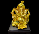 Vinayaka, Lord  Ganesh idol in Golden Finish with Turban  on  stand-SILVI001GIA