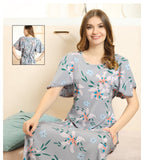 Luxury Premium Quality Rayon Twisted Cotton Long Nighty for Women -LYF001LNSD