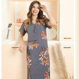 Luxury Premium Quality Rayon Twisted Cotton Long Nighty for Women -LYF001LNSH