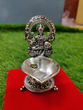 Gajamohini ,  Antique German silver washable Gajalakshmi Diya-SILVI001GM