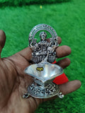 Gajamohini ,  Antique German silver washable Gajalakshmi Diya-SILVI001GM