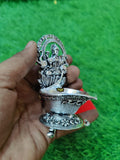 Gajamohini ,  Antique German silver washable Gajalakshmi Diya-SILVI001GM