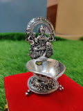 Gajamohini ,  Antique German silver washable Gajalakshmi Diya-SILVI001GM