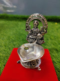 Gajamohini ,  Antique German silver washable Gajalakshmi Diya-SILVI001GM