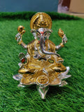 Pure silver and gold coated kamala Ganesh idol-SILVI001KGI