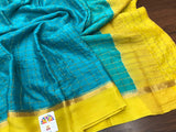 Pure Mysore Silk Wrinkle Crepe Saree with beautiful  Zari design Bentex Border-PRIYAN001MCSB
