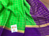 Pure Mysore Silk Wrinkle Crepe Saree with beautiful  Zari design Bentex Border-PRIYAN001MCSPGV
