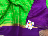 Pure Mysore Silk Wrinkle Crepe Saree with beautiful  Zari design Bentex Border-PRIYAN001MCSPGV