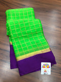 Pure Mysore Silk Wrinkle Crepe Saree with beautiful  Zari design Bentex Border-PRIYAN001MCSPGV