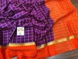 Pure Mysore Silk Wrinkle Crepe Saree with beautiful  Zari design Bentex Border-PRIYAN001MCSE
