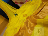 Pure Jayasree 100 count Linen Mocklino Saree  with Pure Tested woven  Golden Zari borders & Pallu -PRIYAN001YL