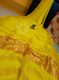 Pure Jayasree 100 count Linen Mocklino Saree  with Pure Tested woven  Golden Zari borders & Pallu -PRIYAN001YL