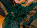 Pure Jayasree 100 count Linen Mocklino Saree  with Pure Tested woven  Golden Zari borders & Pallu -PRIYAN001RL